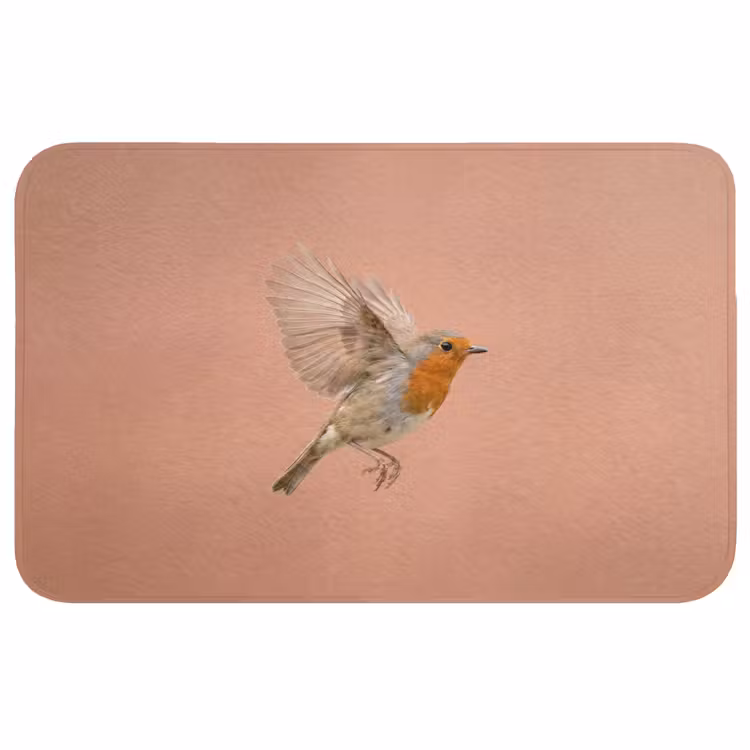 Roodborst - Natuur - Roze Badmat middel -3d