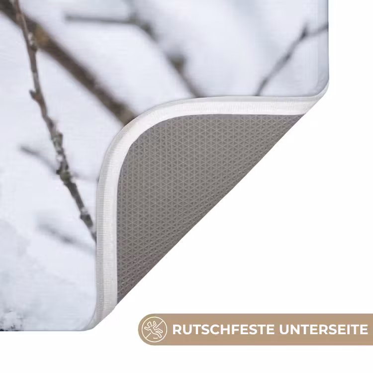 Roodborstje - Tak - Sneeuw - Winter - Levendig Badmat middel -USP_AntislipDE