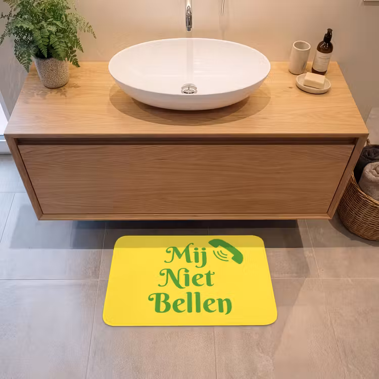 Mij niet bellen - Telefoon - Geel Badmat klein -sfeer1