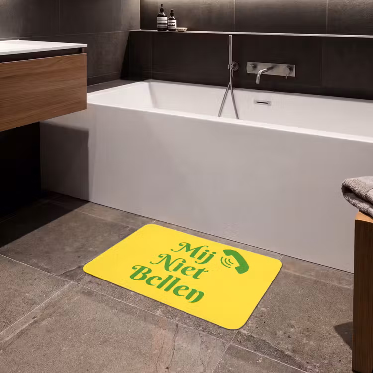 Mij niet bellen - Telefoon - Geel Badmat klein -sfeer3
