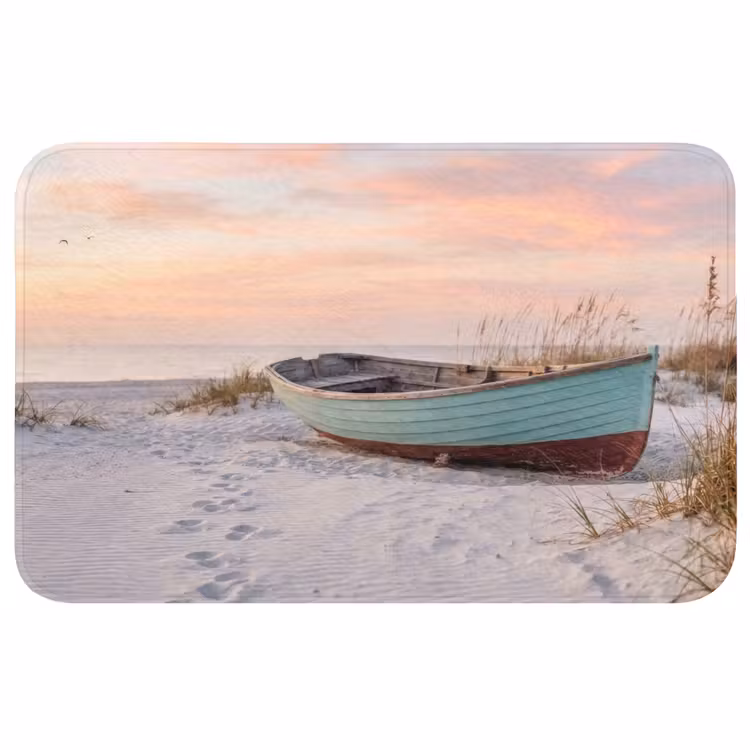 Rustiek - Roeiboot - Zandstrand Badmat middel -3d