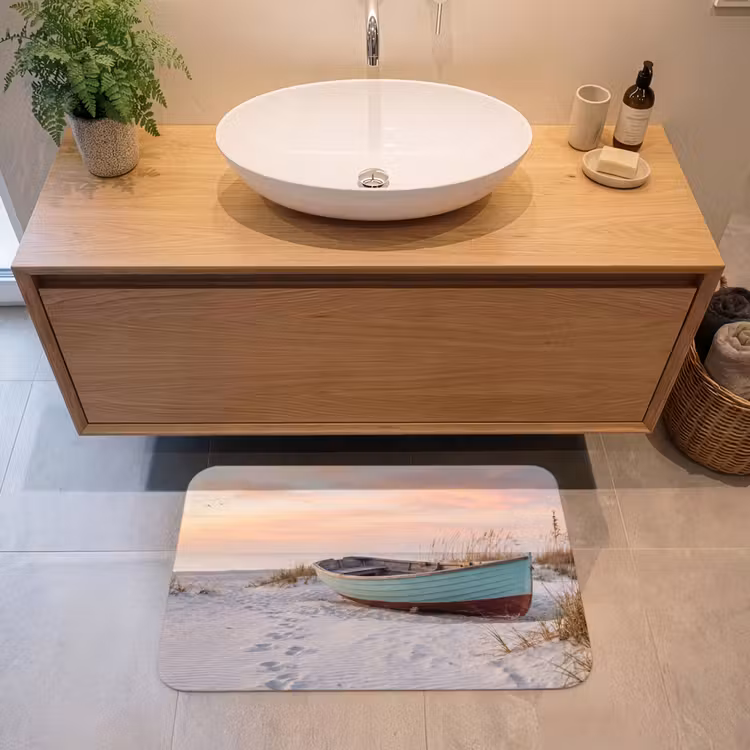 Rustiek - Roeiboot - Zandstrand Badmat middel -sfeer1