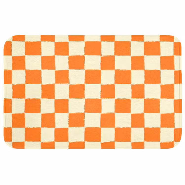 Schaak - Patroon - Oranje Badmat middel 997 -3d