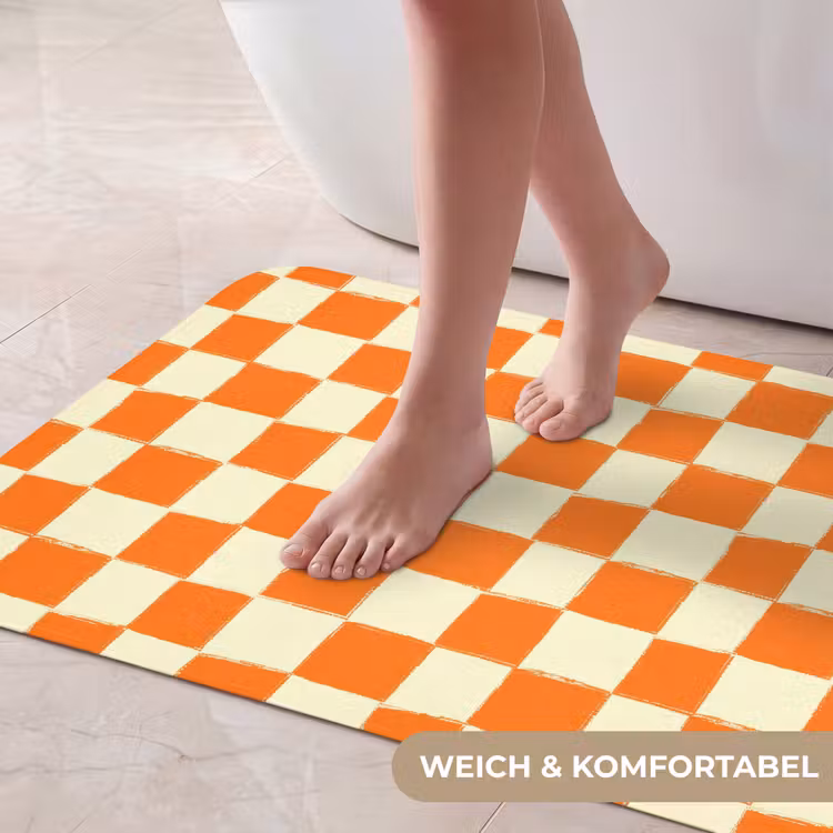 Schaak - Patroon - Oranje Badmat middel 997 -USP_ZachtDE