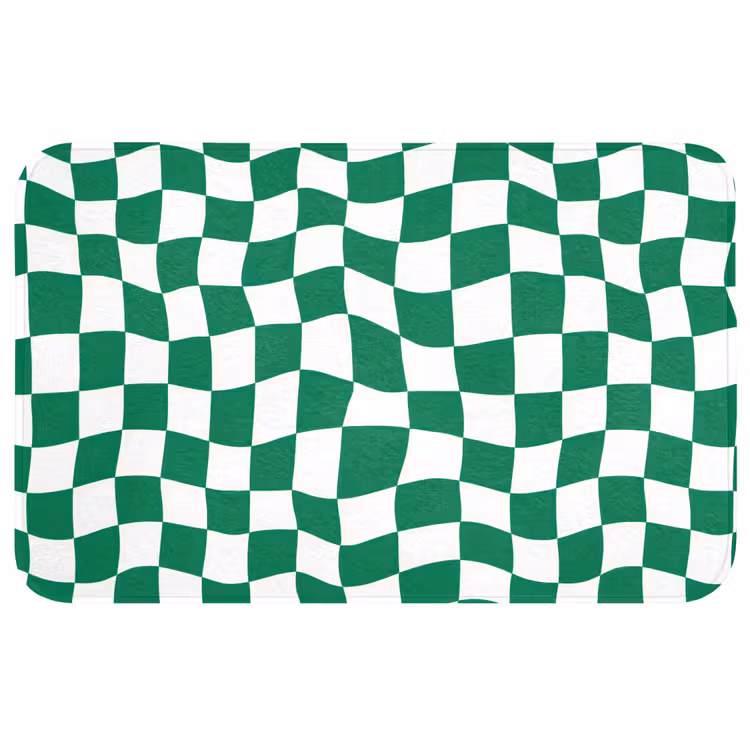 Schaakbord - Golvend - Groen Badmat middel 997 -3d