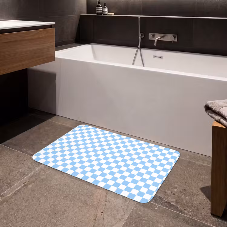 Schaakbord - Klassiek - Blauw Badmat middel 997 -sfeer3