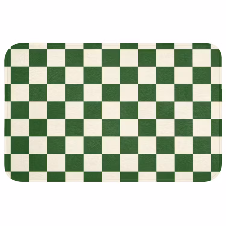 Schaakbord - Patroon - Groen Badmat middel 997 -3d