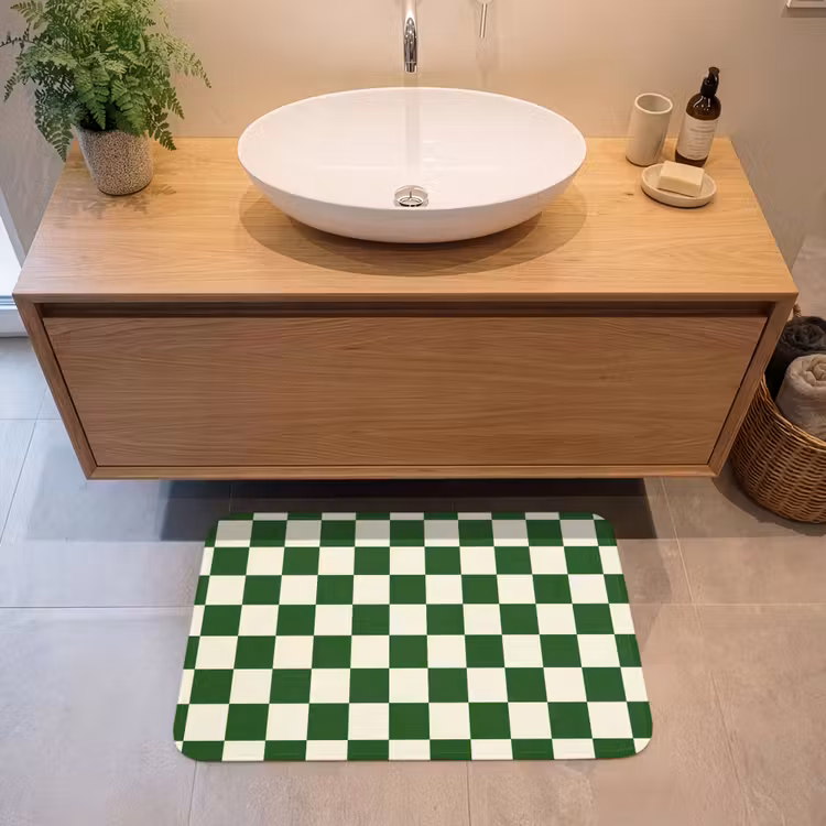 Schaakbord - Patroon - Groen Badmat middel 997 -sfeer1