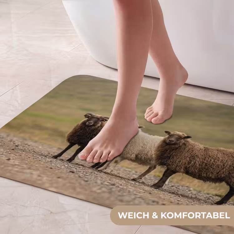 Schapen - Bruin - Wit - Grindpad Badmat middel -USP_ZachtDE