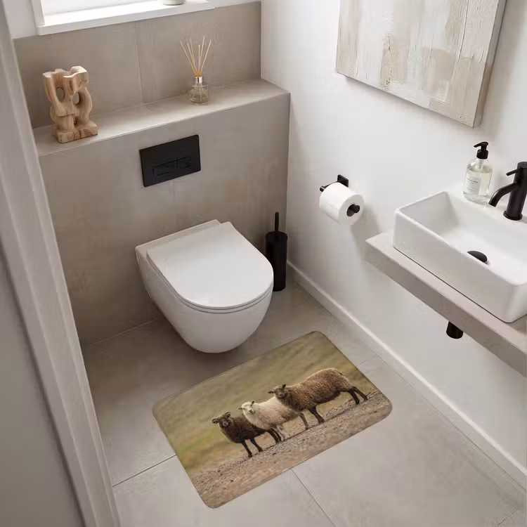 Schapen - Bruin - Wit - Grindpad Badmat middel -sfeer4