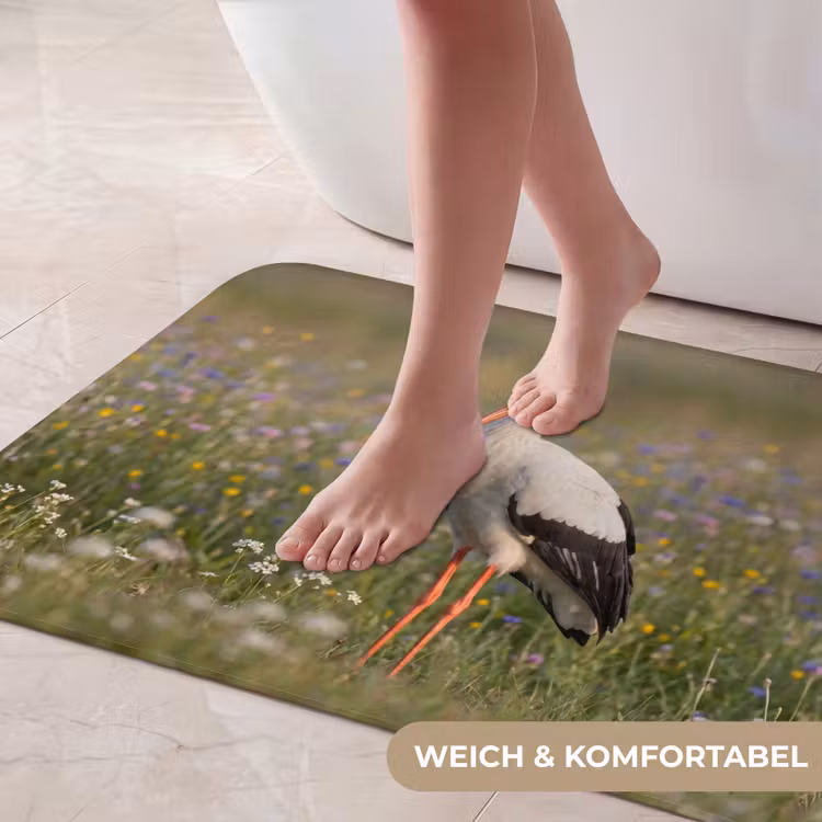 Ooienvaar - Bloemen - Weide - Kleurrijk Badmat middel -USP_ZachtDE