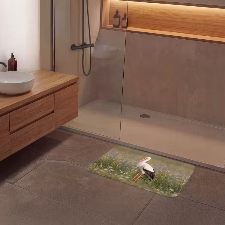 Ooienvaar - Bloemen - Weide - Kleurrijk Badmat middel -sfeer2