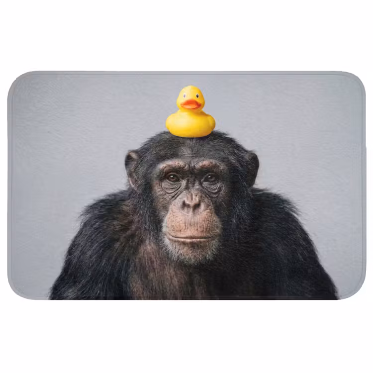 Chimpansee - Badeend - Grijs Badmat middel -3d