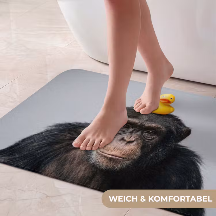 Chimpansee - Badeend - Grijs Badmat middel -USP_ZachtDE