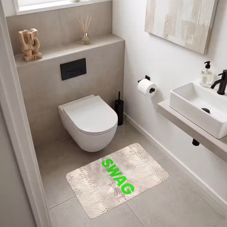 Slangenprint - SWAG - Neon - Groen Badmat middel -sfeer4