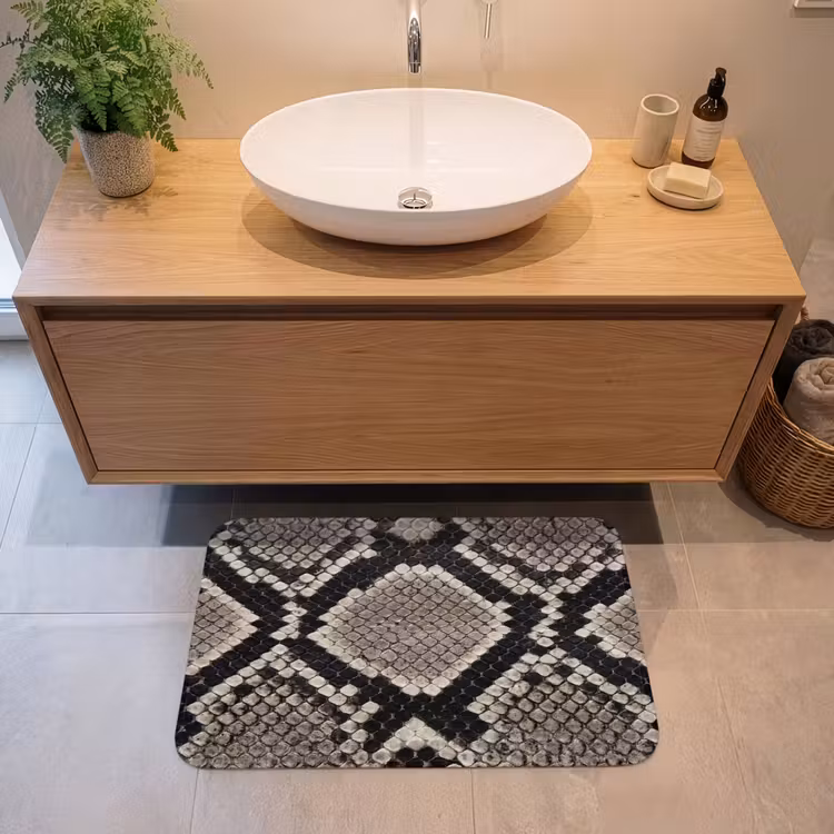 Slangenleer - Patroon - Beige Badmat middel -sfeer1