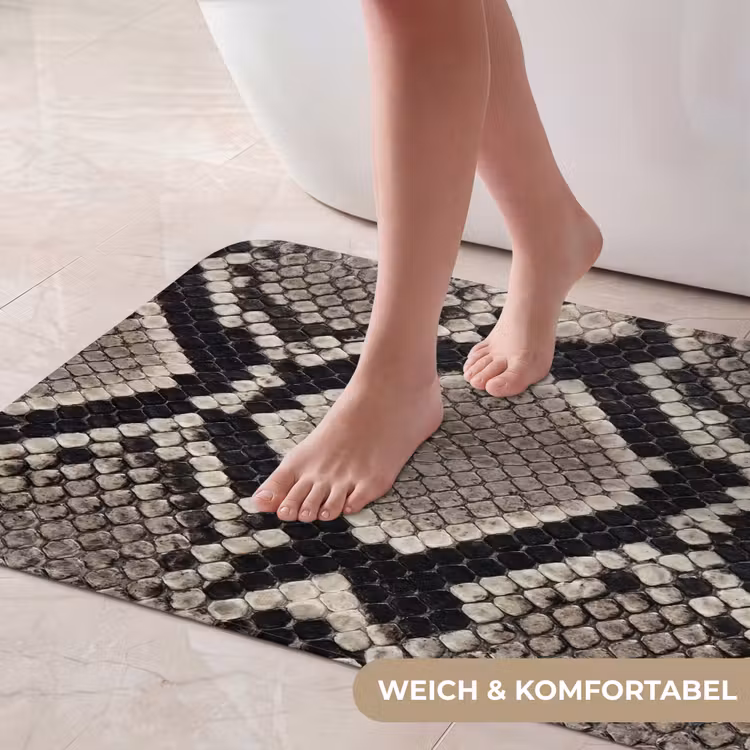 Slangenleer - Patroon - Beige Badmat middel -USP_ZachtDE