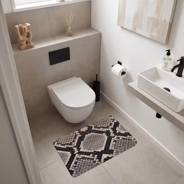 Slangenleer - Patroon - Beige Badmat middel -sfeer4