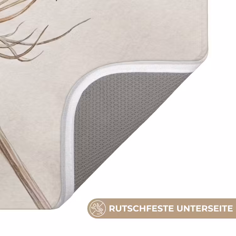 Vlinder - Bloem -Natuur - Beige Badmat middel -USP_AntislipDE