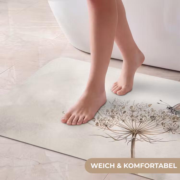 Vlinder - Bloem -Natuur - Beige Badmat middel -USP_ZachtDE
