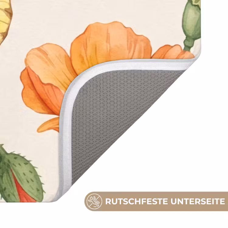 Vlinders - Klaprozen - Illustratie - Kleurrijk Badmat middel -USP_AntislipDE