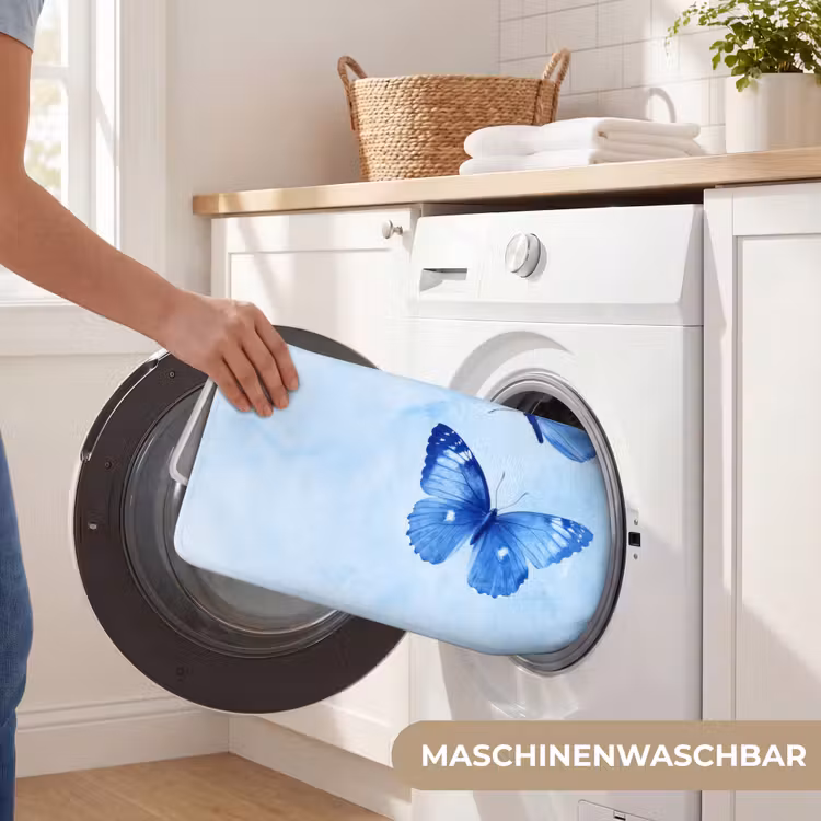Vlinders - Sierlijk - Blauw Badmat middel -USP_WasbaarDE