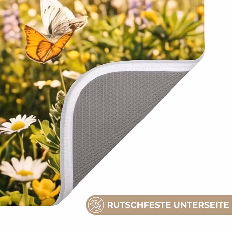Vlinders - Waterval - Bloemenveld Badmat middel -USP_AntislipDE