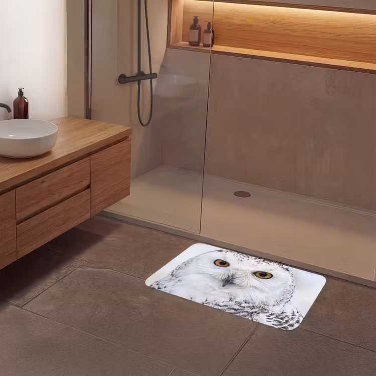 Sneeuwuil - Oog - Wildlife - Wit Badmat middel -sfeer2