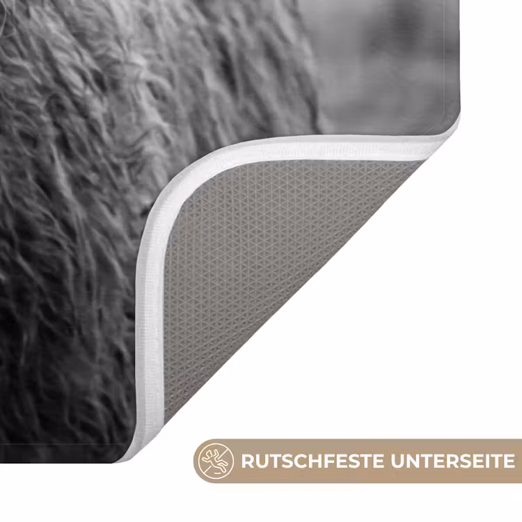 Schotse hooglander - Zwart - Wit - Gras Badmat middel -USP_AntislipDE