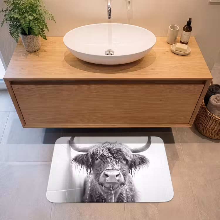 Schotse Hooglander - Dier - Douche - Humor Badmat middel -sfeer1