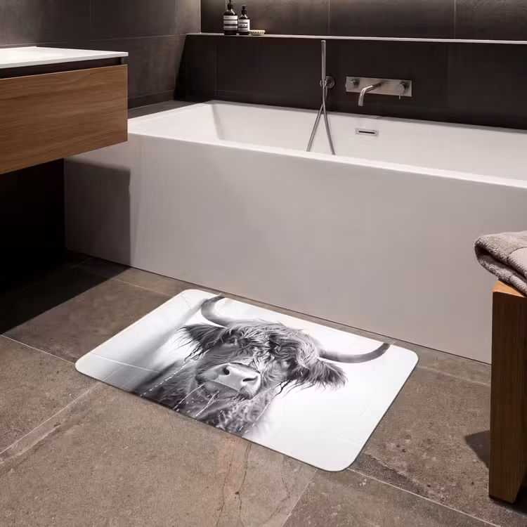 Schotse Hooglander - Dier - Douche - Humor Badmat middel -sfeer3