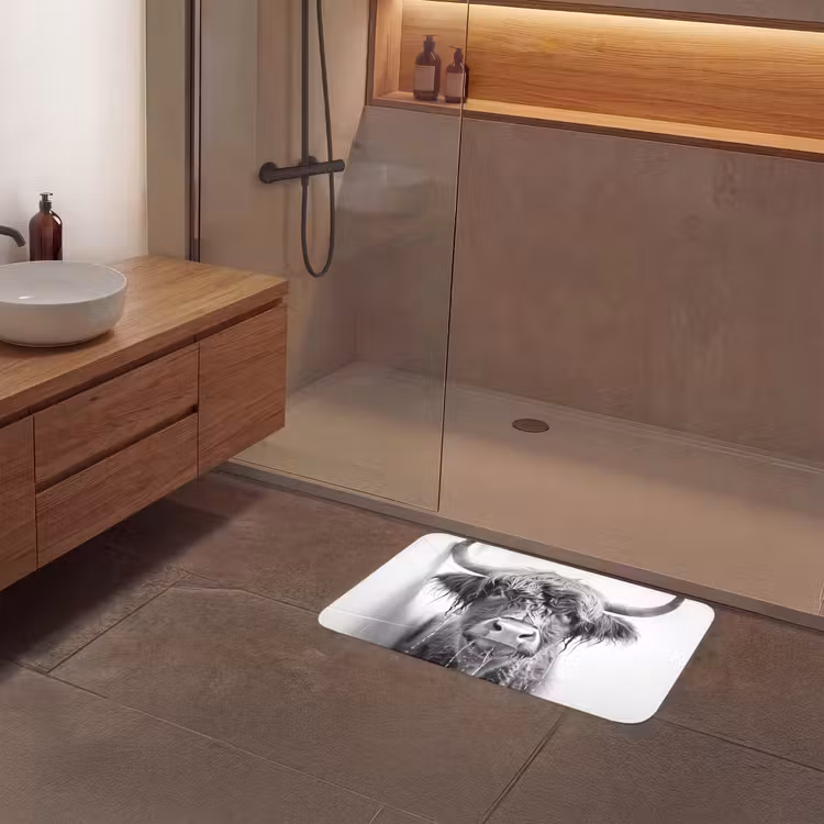 Schotse Hooglander - Dier - Douche - Humor Badmat middel -sfeer2