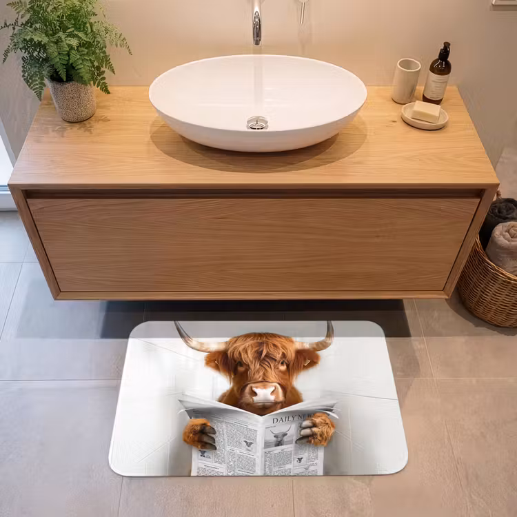 Schotse Hooglander - Dier - Krant - Toilet Badmat middel -sfeer1