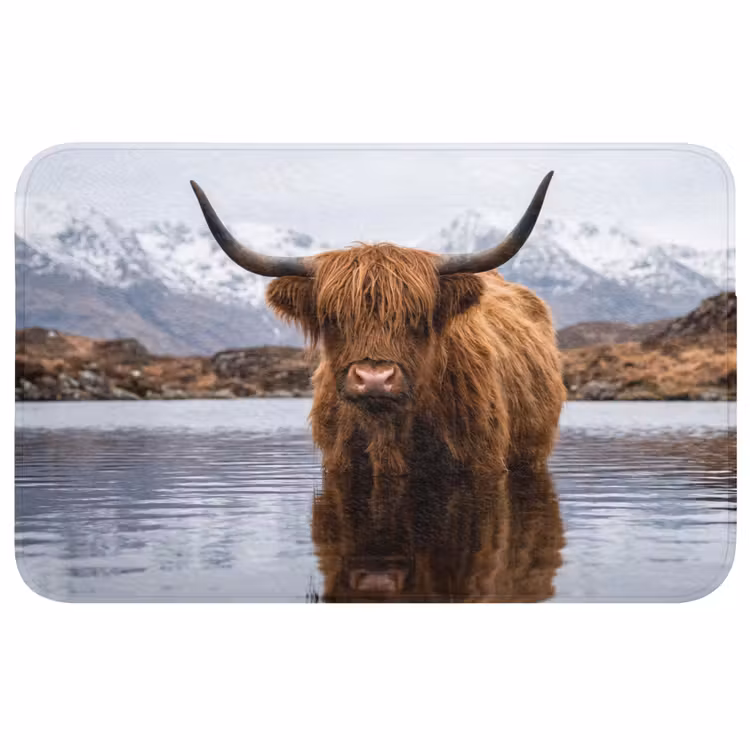 Schotse hooglander - Bruin - Water Badmat middel -3d