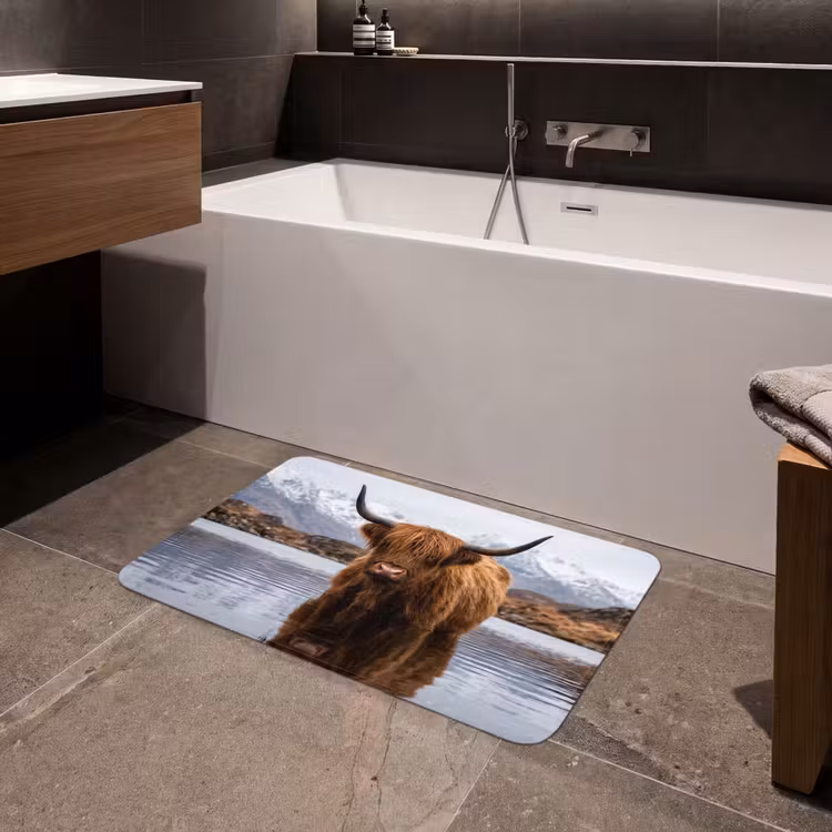 Schotse hooglander - Bruin - Water Badmat middel -sfeer3