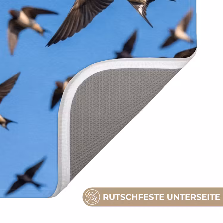 Zwaluwen - Vliegen - Blauw Badmat middel -USP_AntislipDE