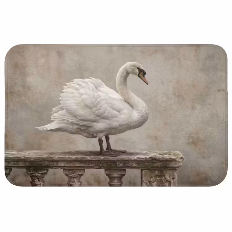 Zwaan - Elegant - Dieren - Wit Badmat middel -3d