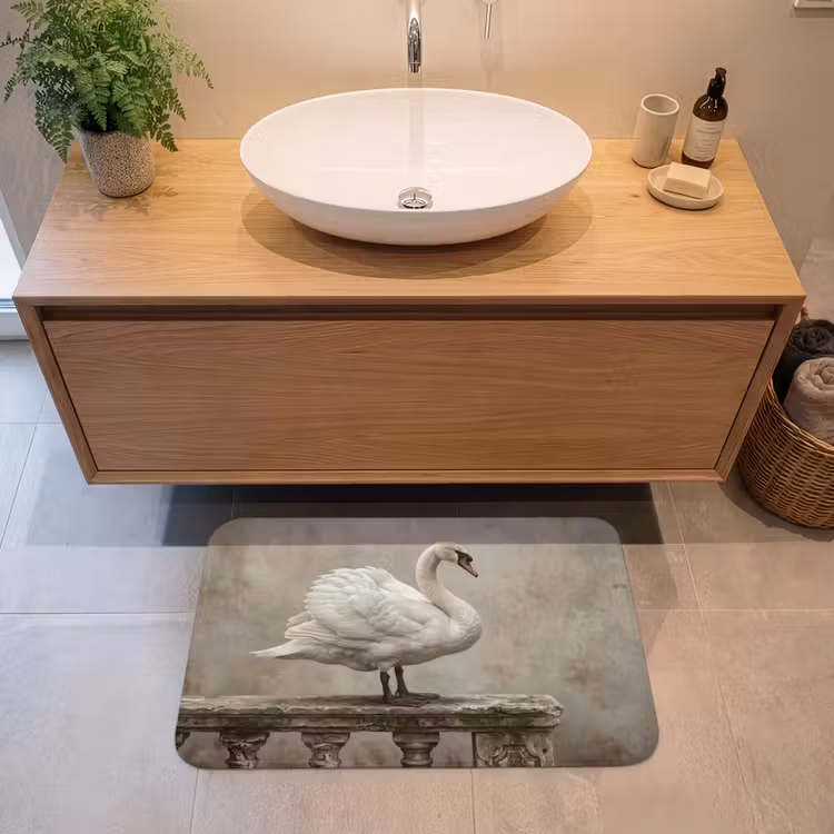 Zwaan - Elegant - Dieren - Wit Badmat middel -sfeer1