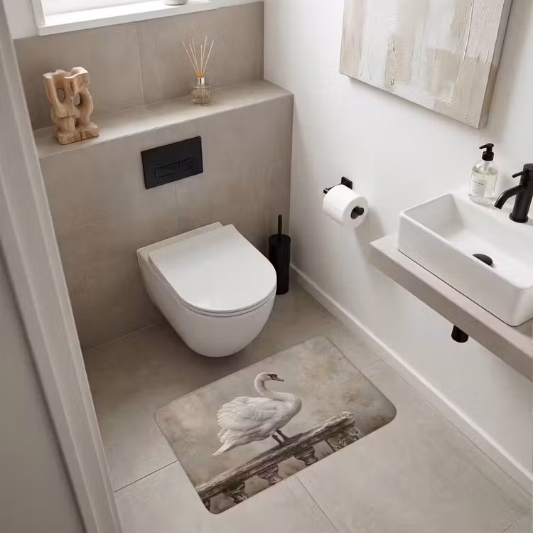 Zwaan - Elegant - Dieren - Wit Badmat middel -sfeer4