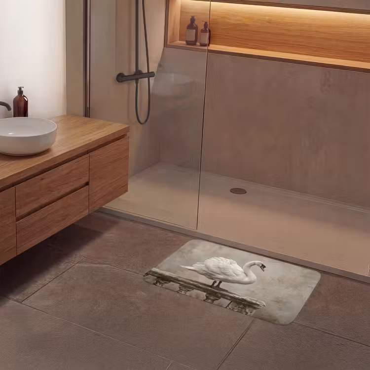 Zwaan - Elegant - Dieren - Wit Badmat middel -sfeer2
