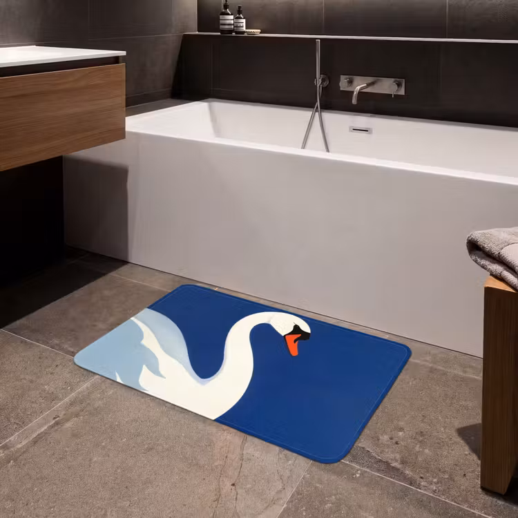 Zwaan - Wit - Snavel - Illustratie Badmat middel -sfeer3