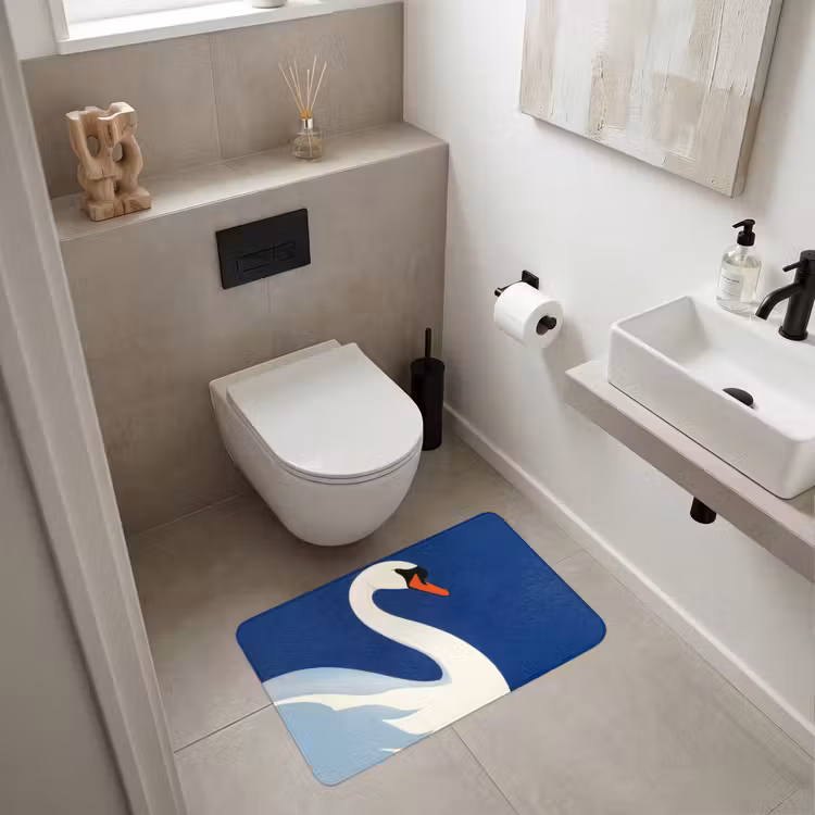 Zwaan - Wit - Snavel - Illustratie Badmat middel -sfeer4