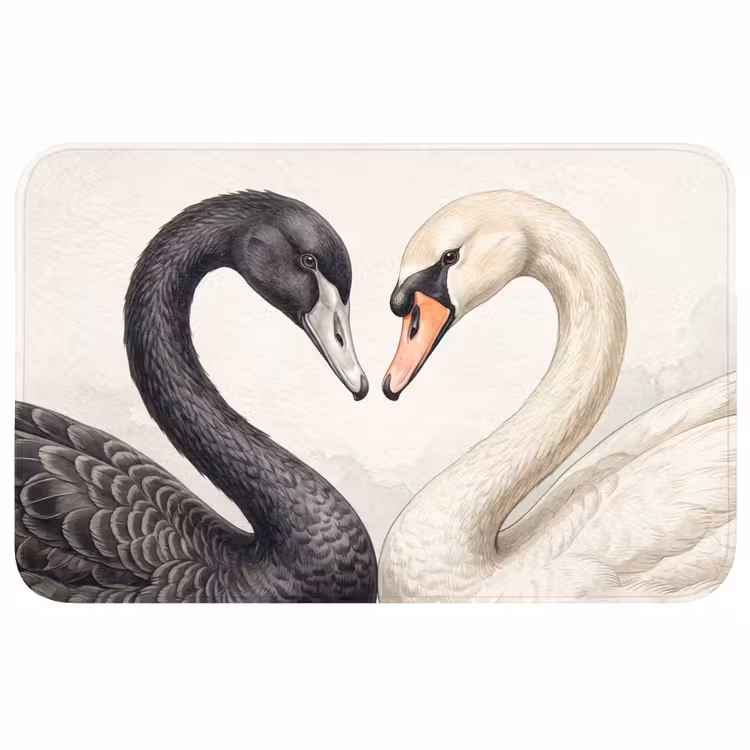 Zwanen - Hartvorm - Dieren Badmat middel -3d