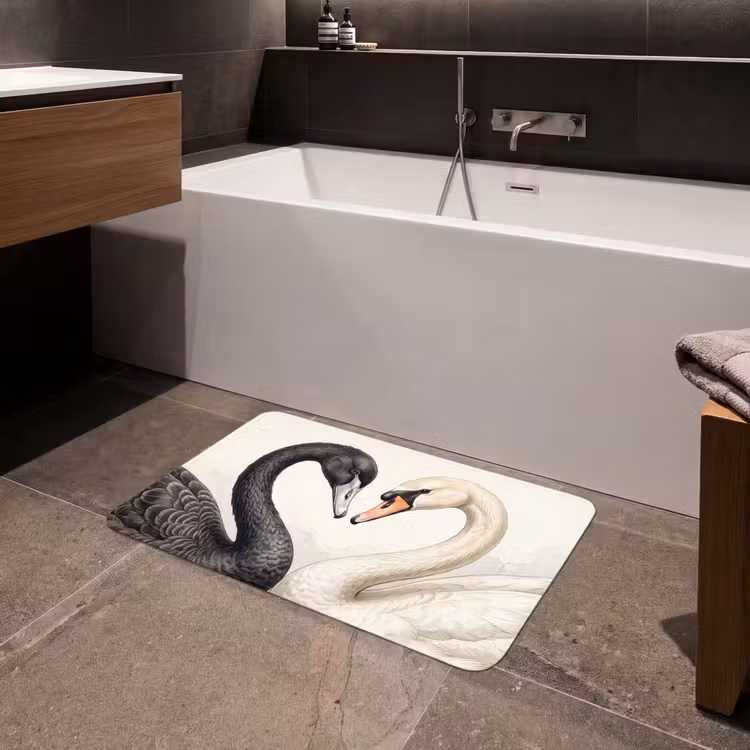 Zwanen - Hartvorm - Dieren Badmat middel -sfeer3