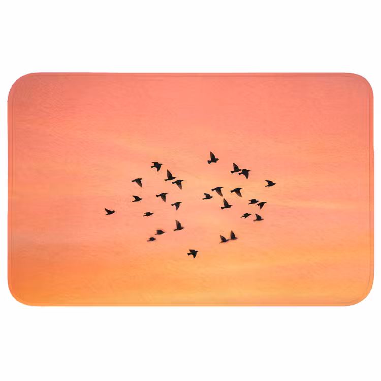 Zwerm - Vogels - Oranje Badmat middel -3d