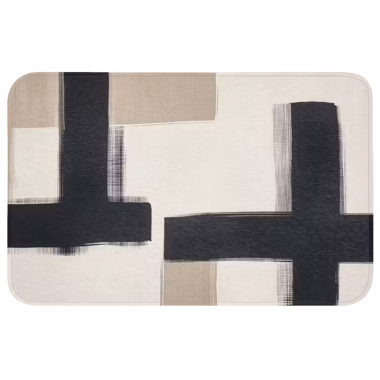 Zwart - Abstract - Japandi Badmat middel -3d