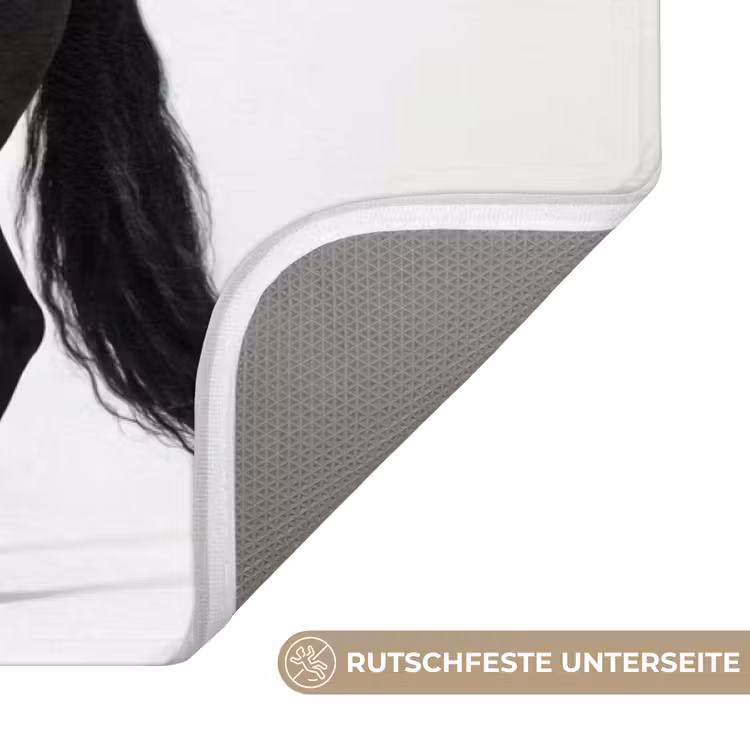 Zwart - Paard - Portret Badmat middel -USP_AntislipDE
