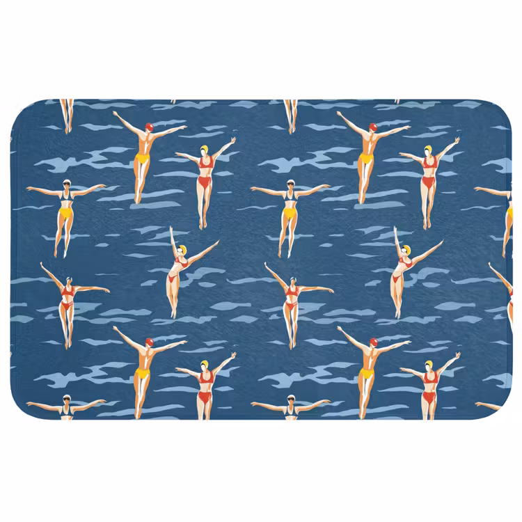 Zwemsters- Retro - Blauw Badmat middel 997 -3d