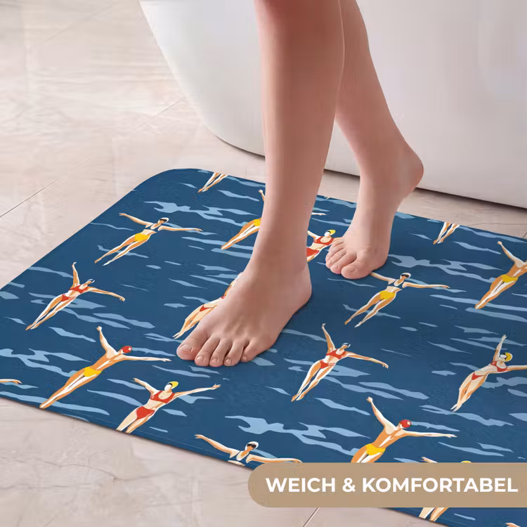 Zwemsters- Retro - Blauw Badmat middel 997 -USP_ZachtDE