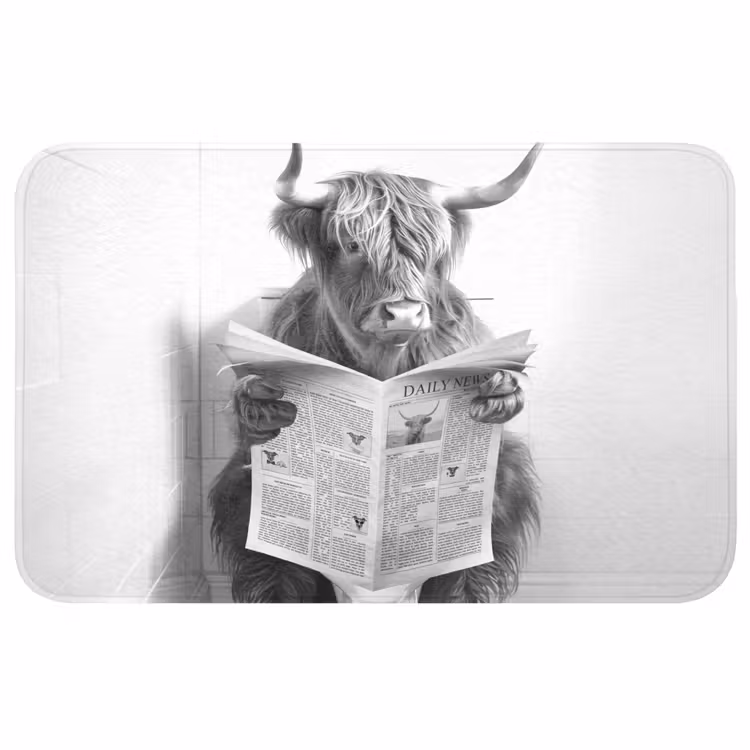 Schotse Hooglander - Dier - Krant - WC Badmat middel -3d